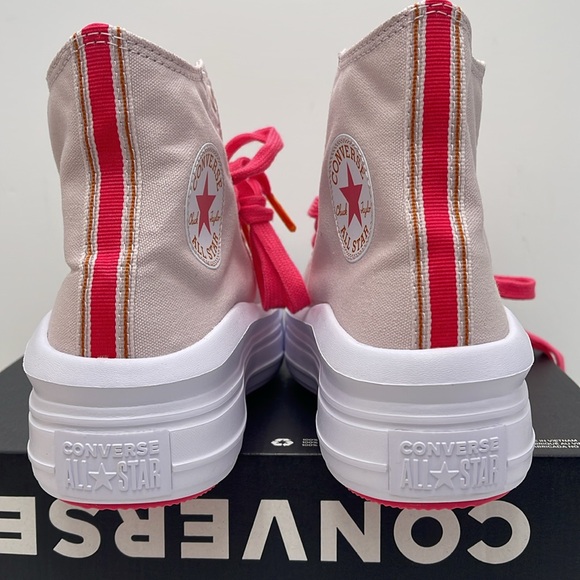 Converse WMNS CTAS MOVE HI BARELY ROSE/STRAWBERRY JAM A00865C Platforms Sneakers - Picture 13 of 16